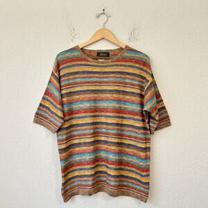 GABRIELLA FRATTINI SETBALL T-Shirt Rainbow Striped SS Crew Neck Tee Knit